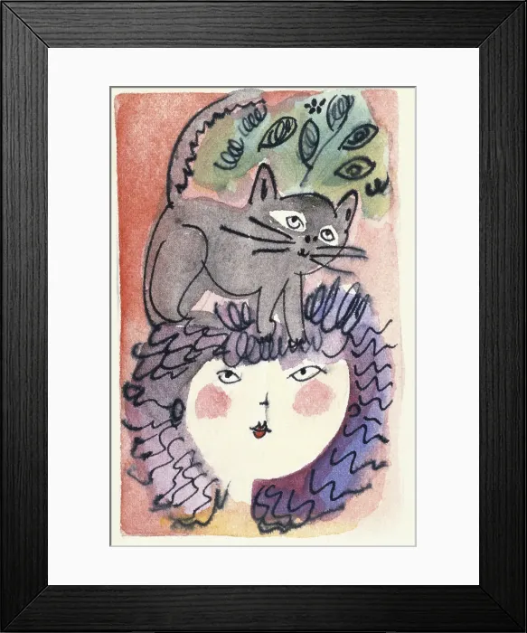 Framed Print : Woman and the Cat by Diana Ong Framed Print : Woman and the Cat by Diana Ong