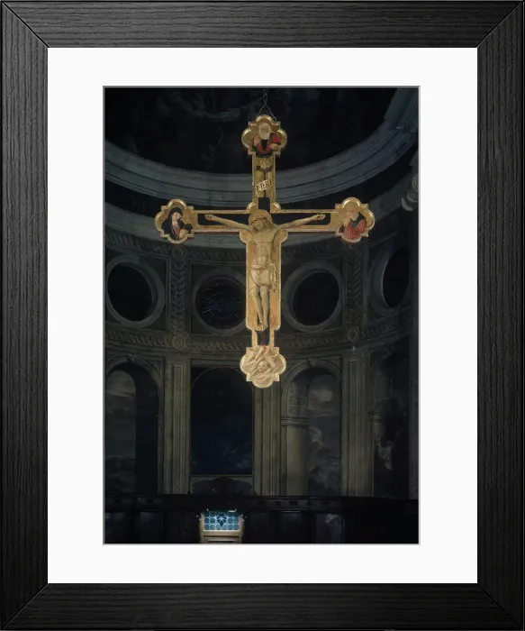 Framed Print : Crucifix by unknown artist, oil on wood panel Framed Print : Crucifix by unknown artist, oil on wood panel