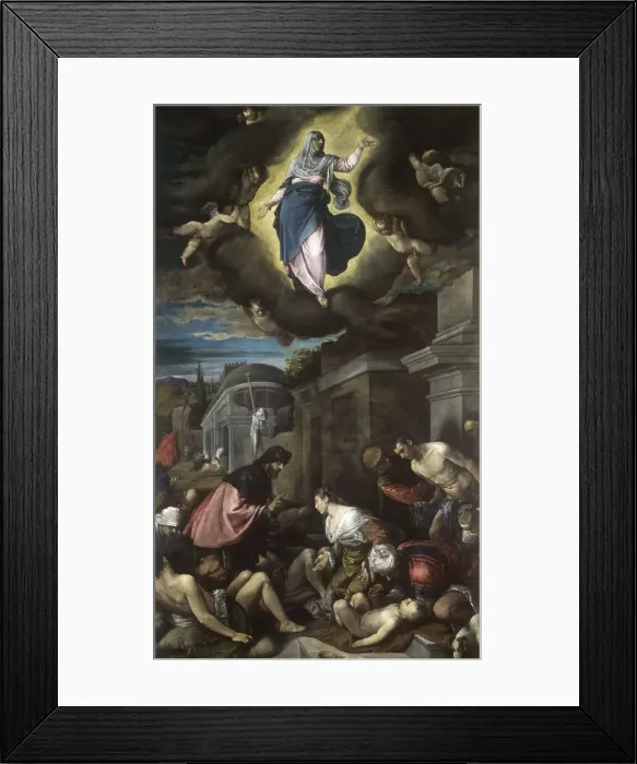 Framed Print : Saint Roch Visiting the Plague Victims  / Bassano