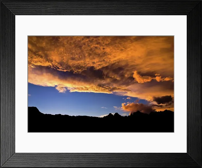 Framed Print : Sunset over the Drakensberg Mountains near the Cathedral Peak section of the Ukhahlamba Drakensberg Park