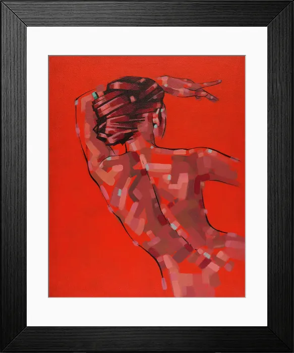 Framed Print : Woman on red