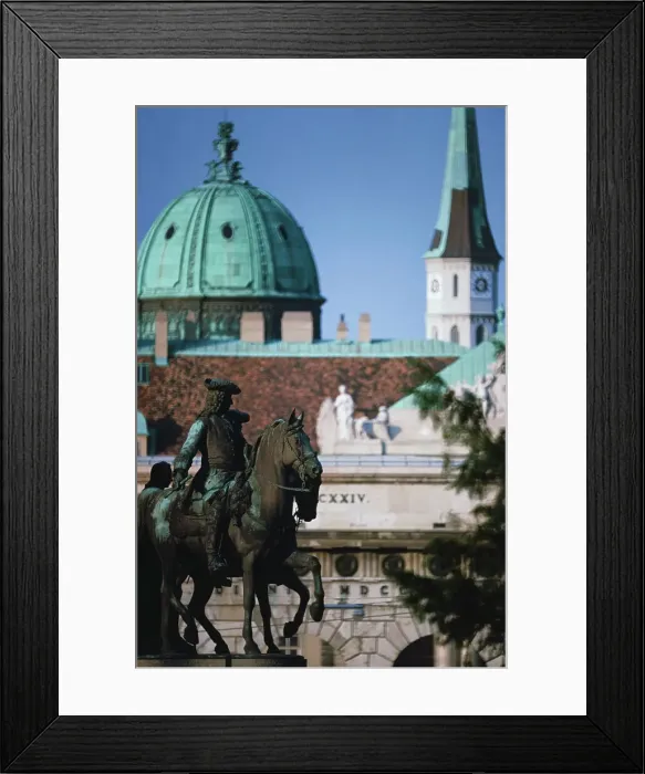 Framed Print : Equestrian statue with a dome of a palace in the background Framed Print : Equestrian statue with a dome of a palace in the background