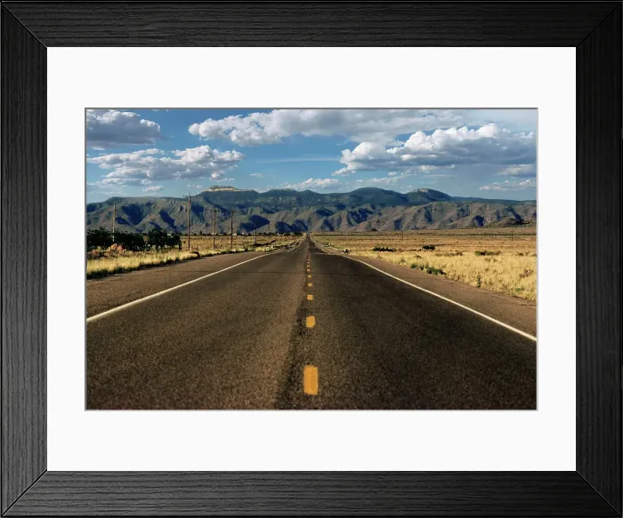 Framed Print : Highway leading to mountain range Framed Print : Highway leading to mountain range