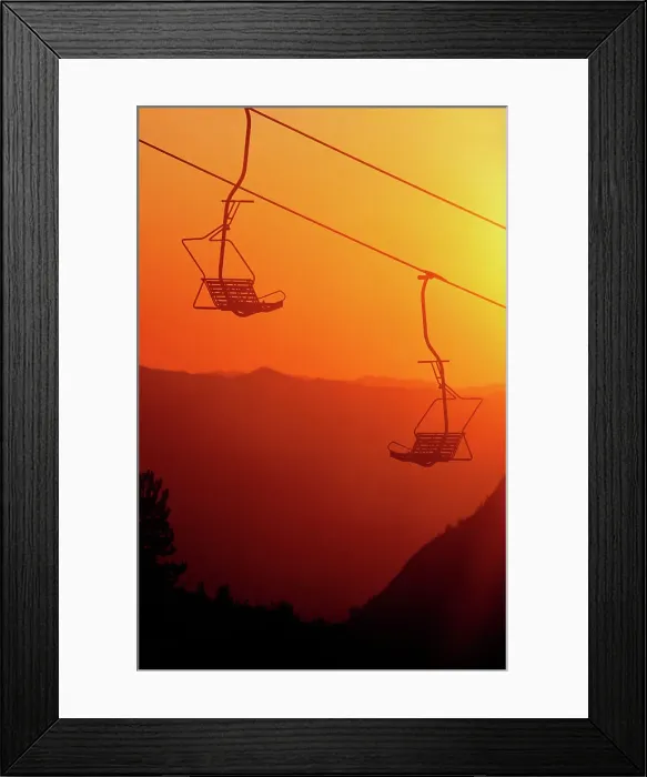 Framed Print : Ski lifts at sunset, Snowbird Ski And Summer Resort Framed Print : Ski lifts at sunset, Snowbird Ski And Summer Resort