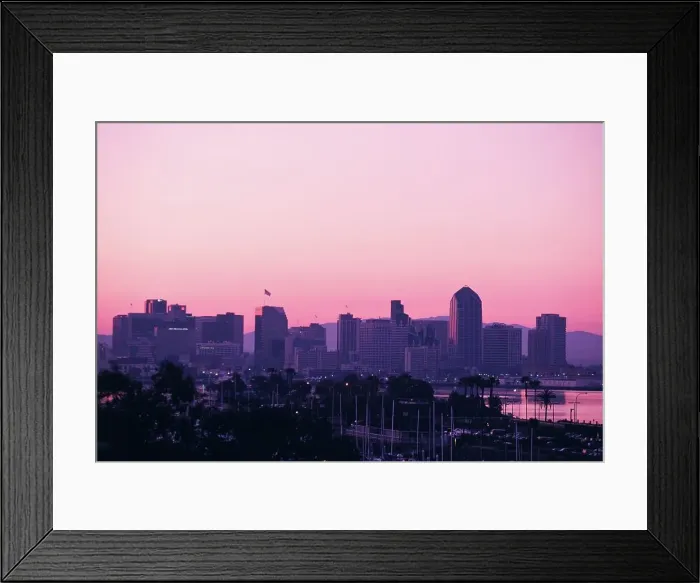 Framed Print : High Angle view of a cityscape at sunset Framed Print : High Angle view of a cityscape at sunset