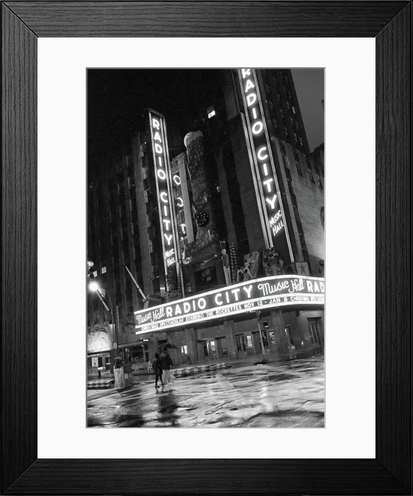Framed Print : Radio City Music Hall lit up at night
