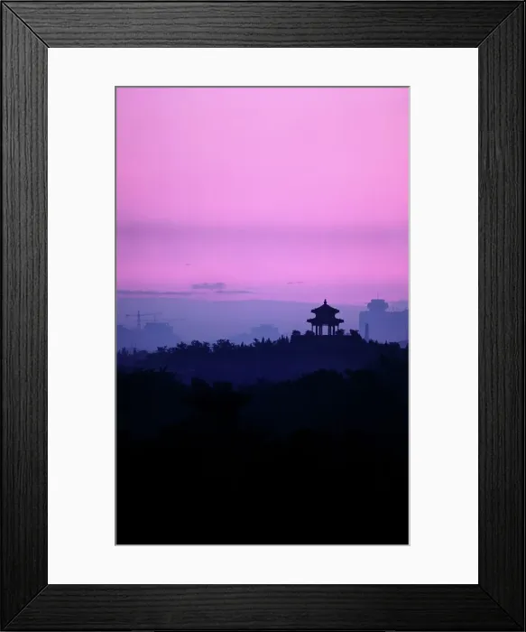 Framed Print : Pagoda on a hill at sunset, China Framed Print : Pagoda on a hill at sunset, China