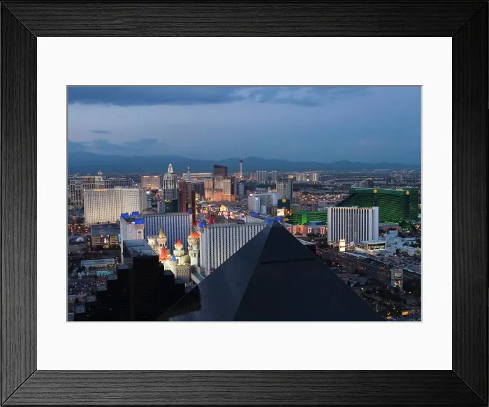 Framed Print : Buildings at Las Vegas Strip viewed from the top of the Mandalay Bay Resort and Casino Framed Print : Buildings at Las Vegas Strip viewed from the top of the Mandalay Bay Resort and Casino