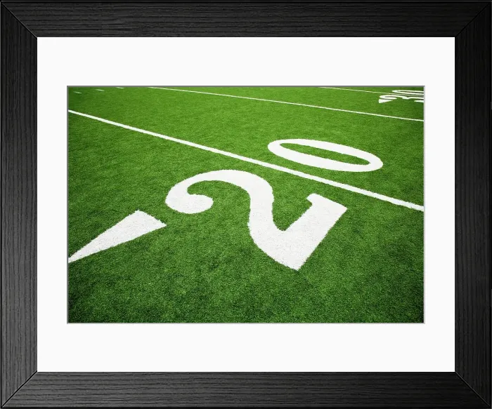 Framed Print : The 20 yard line on a football field Framed Print : The 20 yard line on a football field