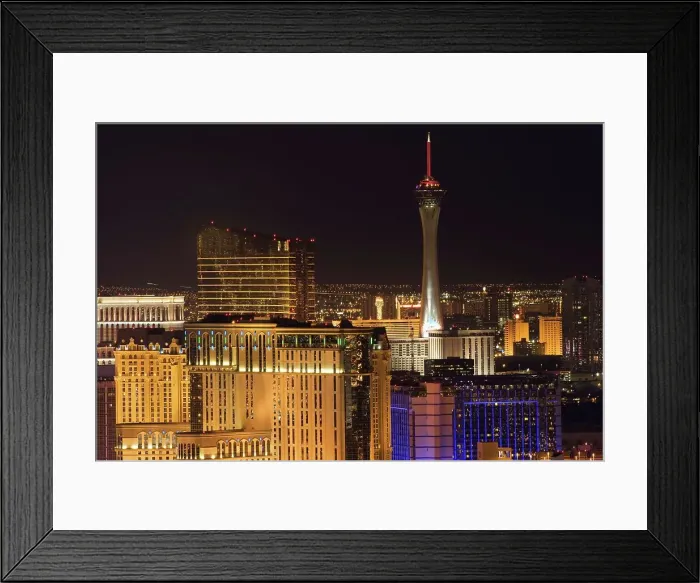 Framed Print : High angle view of Las Vegas Strip at night from the top of the Mandalay Bay Resort and Casino Framed Print : High angle view of Las Vegas Strip at night from the top of the Mandalay Bay Resort and Casino
