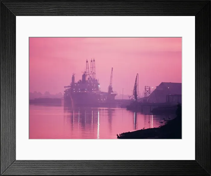 Framed Print : Ship docked at a harbor, Mississippi River, USA Framed Print : Ship docked at a harbor, Mississippi River, USA