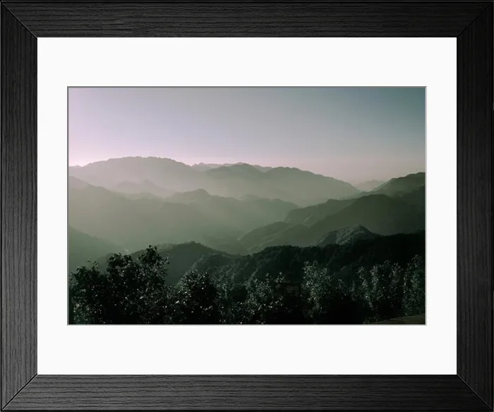 Framed Print : Fog surrounding mountains at sunrise, China Framed Print : Fog surrounding mountains at sunrise, China