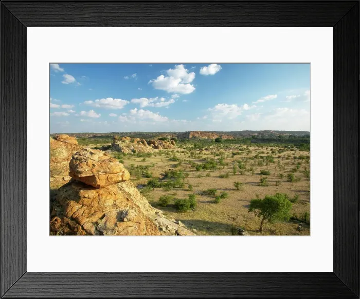 Framed Print : View and rock formations near de Beer's Koppie towards Limpopo River Framed Print : View and rock formations near de Beer's Koppie towards Limpopo River