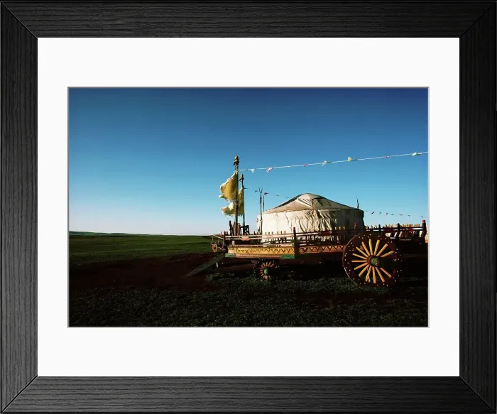 Framed Print : Tent atop a wagon in a village