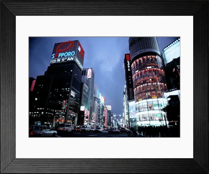 Framed Print : Traffic in a city at night, Ginza, Tokyo, Japan Framed Print : Traffic in a city at night, Ginza, Tokyo, Japan