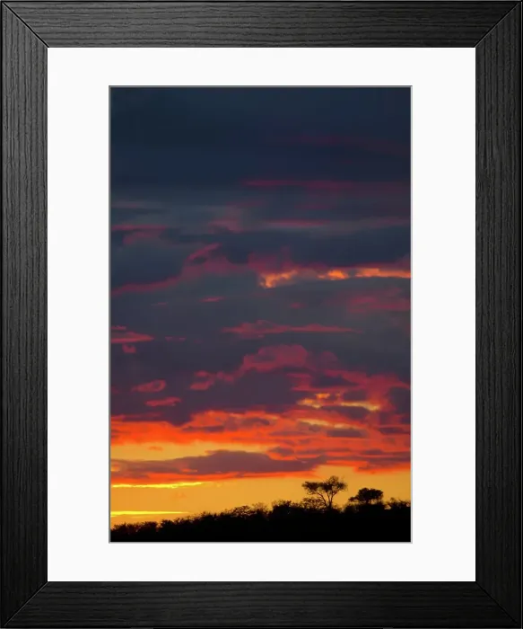 Framed Print : Sunset over bushveld. Naledi Game Reserve