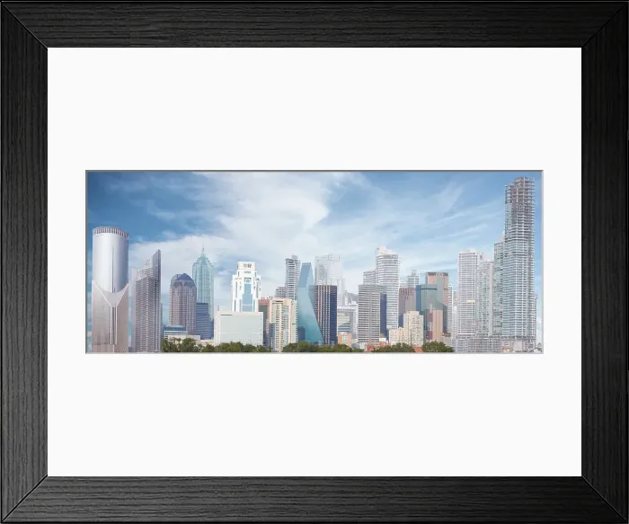 Framed Print : Fictional skyline created using modern buildings from various parts of the world Framed Print : Fictional skyline created using modern buildings from various parts of the world