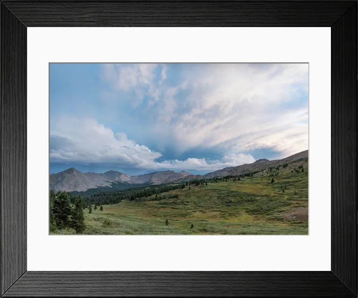 Framed Print : Dramatic gray cloud landscape of Colorado Alpine Framed Print : Dramatic gray cloud landscape of Colorado Alpine