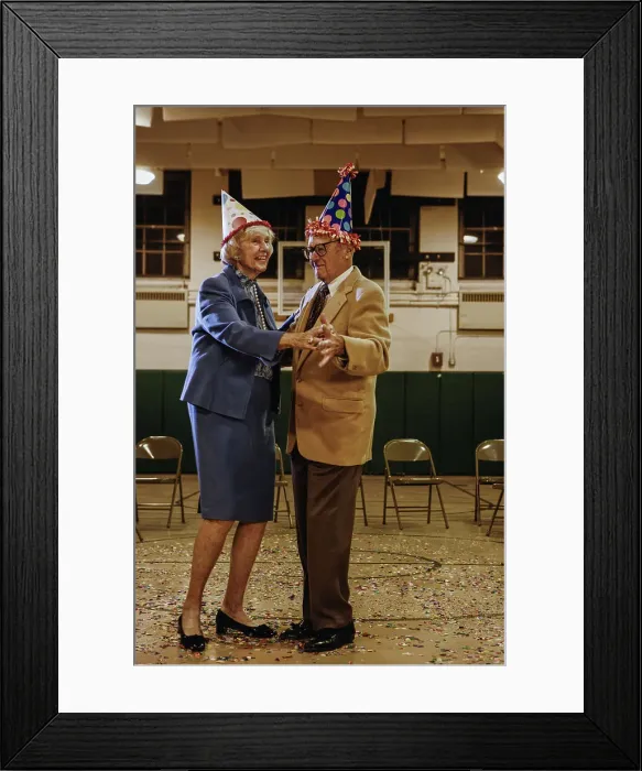 Framed Print : BLD016445. Elderly couple dancing in a gym Framed Print : BLD016445. Elderly couple dancing in a gym