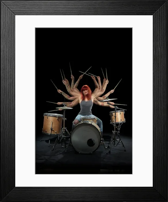 Framed Print : Tiffany Red Hair Drums Drummer Strobe Tattoos Framed Print : Tiffany Red Hair Drums Drummer Strobe Tattoos