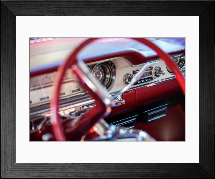 Framed Print : Detail of steering wheel and dash of 1960 Oldsmobile Super 88 Holiday Sport Sedan Framed Print : Detail of steering wheel and dash of 1960 Oldsmobile Super 88 Holiday Sport Sedan