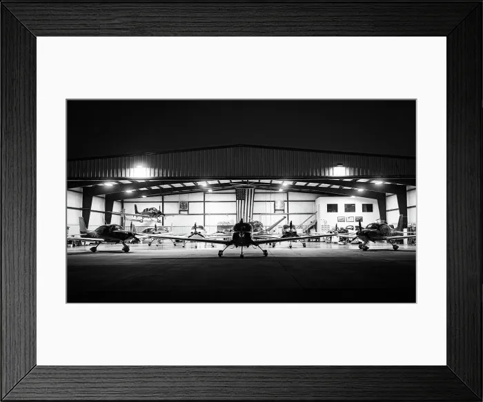 Framed Print : Airplane hangar at The Houston Executive Airport in Katy, Texas. Editorial Use Only