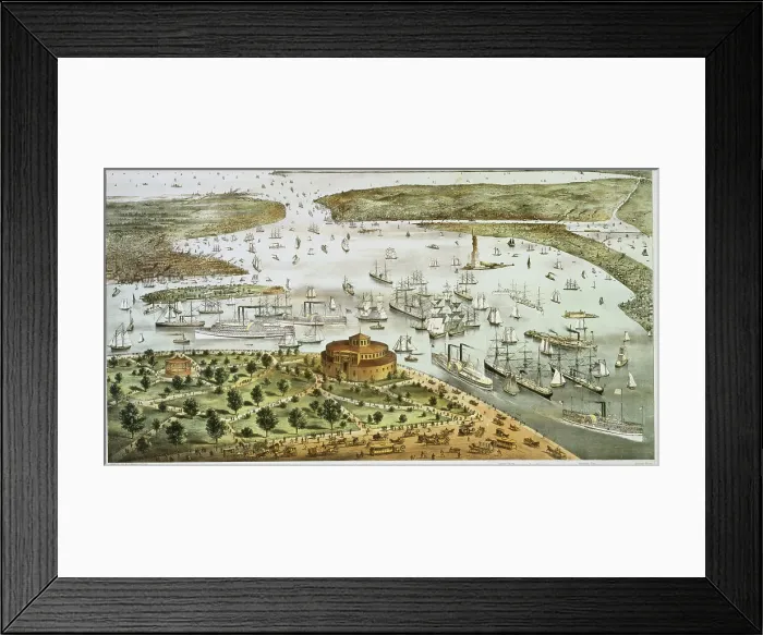Framed Print : The Port of New York by Currier and Ives