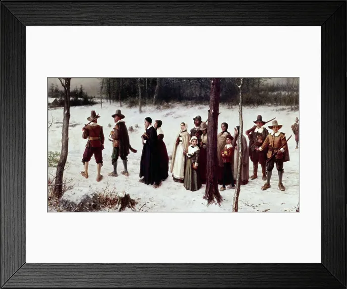 Framed Print : Pilgrims Going to Church by Boughton Framed Print : Pilgrims Going to Church by Boughton