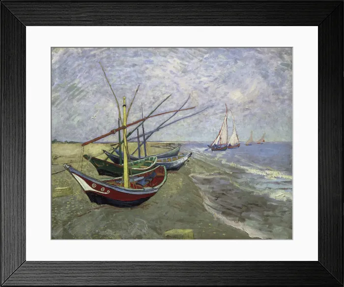 Framed Print : Fishing Boats on the Beach at Saintes-Maries by van Gogh Framed Print : Fishing Boats on the Beach at Saintes-Maries by van Gogh