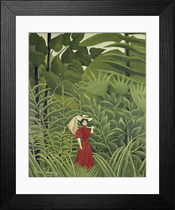 Framed Print : Woman with an Umbrella in an Exotic Forest by Rousseau Framed Print : Woman with an Umbrella in an Exotic Forest by Rousseau
