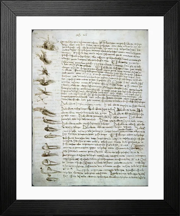 Framed Print : Codex Leicester: Water Flow by da Vinci Framed Print : Codex Leicester: Water Flow by da Vinci