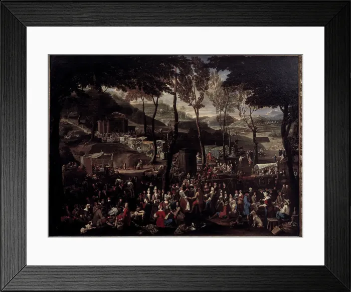Framed Print : The Market in Saluzzo by Borgomano & Bolmain
