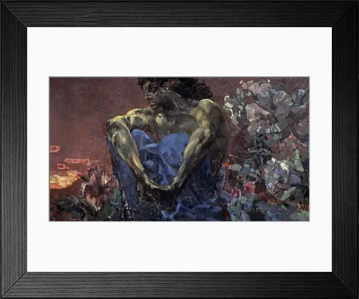 Framed Print : Demon Seated 1890 Mihail Aleksandrovic Vrubel (1856-1910 Russian) Oil On Canvas Tretyakov Gallery