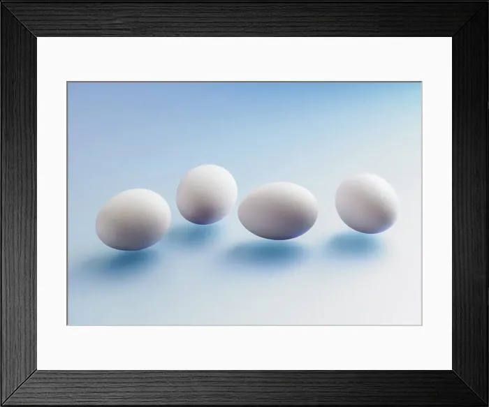 Framed Print : Eggs. White eggs on blue background Framed Print : Eggs. White eggs on blue background