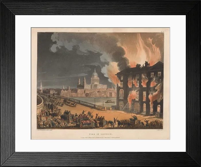 Framed Print : Fire London John Bluck Active 1791-1831 British