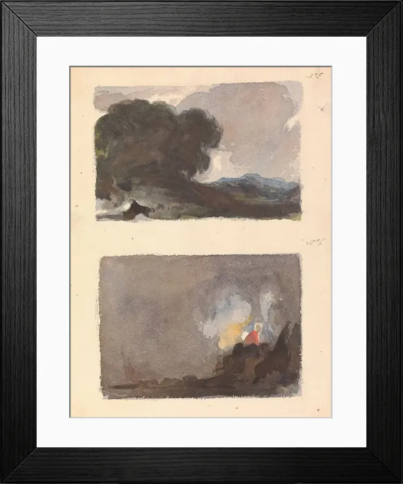 Framed Print : Two Drawings Sheet Landscape Tree Foreground Framed Print : Two Drawings Sheet Landscape Tree Foreground