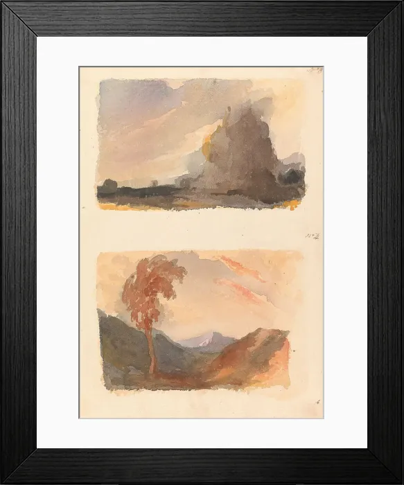 Framed Print : Two Drawings Sheet Landscape Large Cliff Foreground Framed Print : Two Drawings Sheet Landscape Large Cliff Foreground