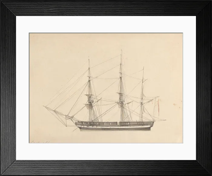 Framed Print : Side View Single Barque Joseph Cartwright C.1789-1829 Framed Print : Side View Single Barque Joseph Cartwright C.1789-1829