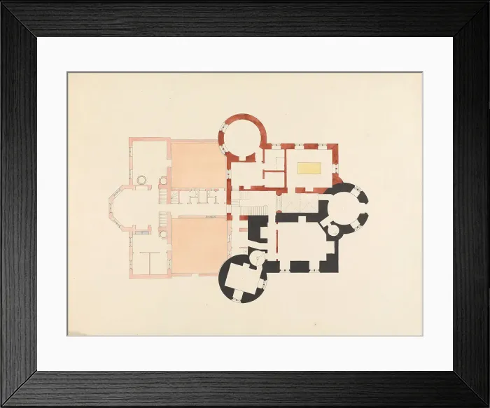 Framed Print : Cluny Castle Aberdeenshire Scotland Ground Floor Plan