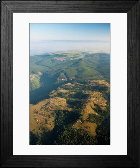 Framed Print : Aerial view of the KwaZulu Natal landscape between Pietermaritzburg and the Tugela River