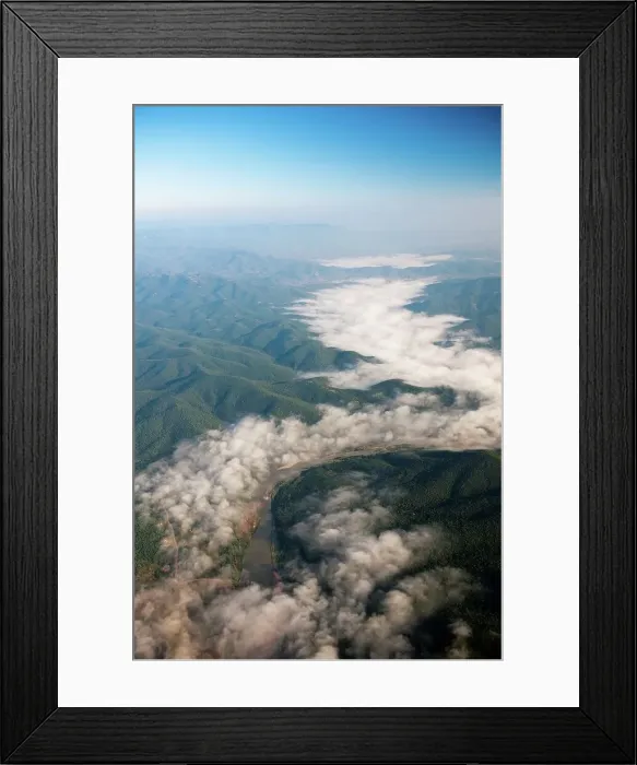 Framed Print : Aerial view of mist in the Tugela River Valley