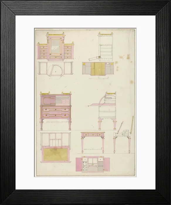 Framed Print : Designs Mechanical Furniture Wardrobe Desk Dressing Table Framed Print : Designs Mechanical Furniture Wardrobe Desk Dressing Table