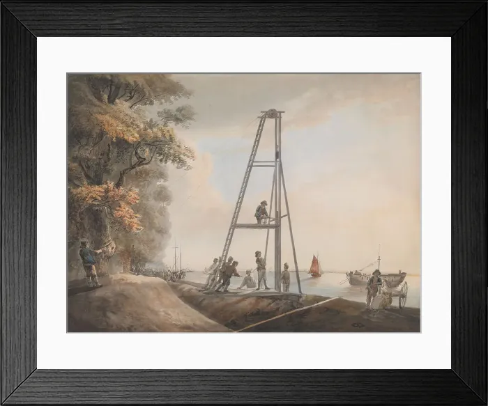 Framed Print : Pile Driving Banks Thames Eighteenth Century Framed Print : Pile Driving Banks Thames Eighteenth Century