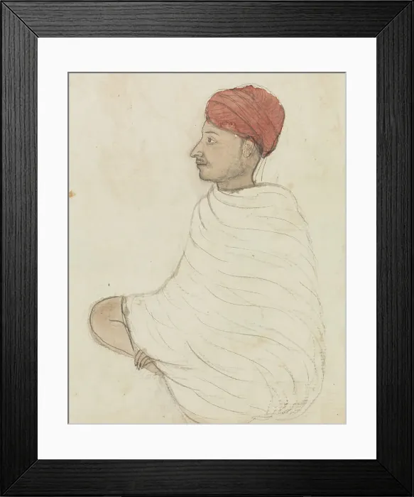 Framed Print : Man Red Turban Attributed Gangaram Chintaman Tambat Framed Print : Man Red Turban Attributed Gangaram Chintaman Tambat