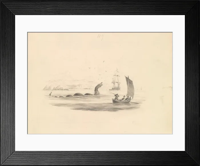 Framed Print : Great Sea Serpent James Stewart 1791-1863 British
