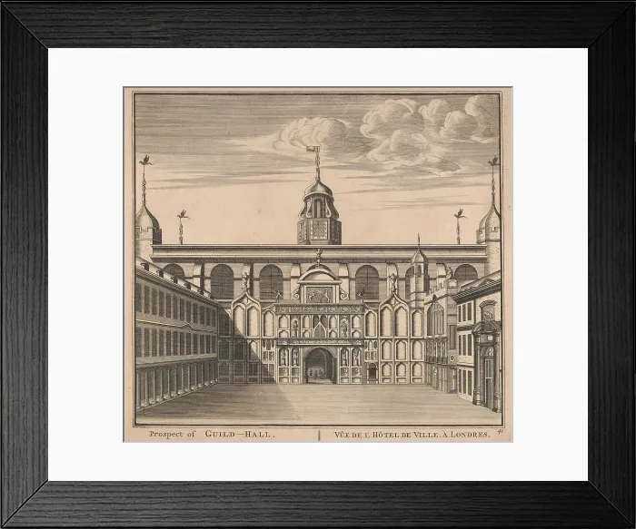 Framed Print : Prospect Guildhall Eighteenth Century Engraving Framed Print : Prospect Guildhall Eighteenth Century Engraving