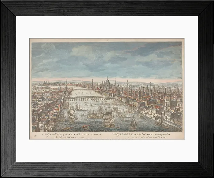 Framed Print : General View City London Next River Thames Eighteenth Century Framed Print : General View City London Next River Thames Eighteenth Century