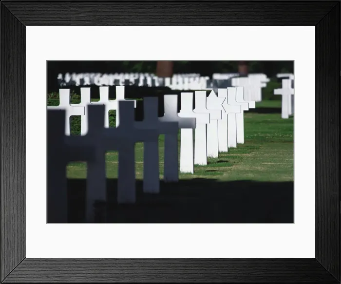 Framed Print : Tombstones in American military cemetery