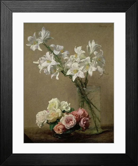 Framed Print : Lilies in a Vase by Henri Fantin-Latour