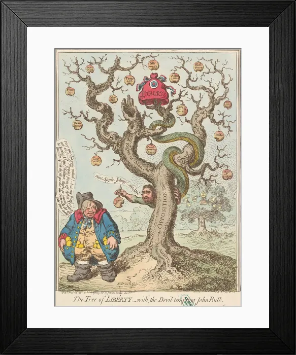 Framed Print : Tree Liberty Devil Tempting John Bull Fox James Gillray Framed Print : Tree Liberty Devil Tempting John Bull Fox James Gillray